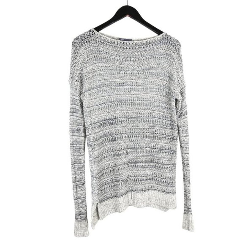 VINCE Heathered Marled Knited Scoop Neck Slouchy Fit Grey Sweater